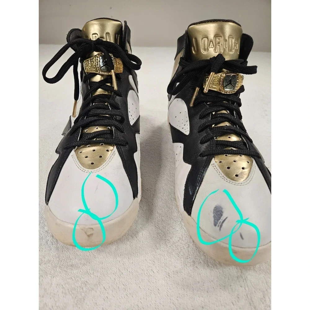 Air Jordan 7 Retro Champagne 725093-140 White, Black Metallic Gold Men's Size 12